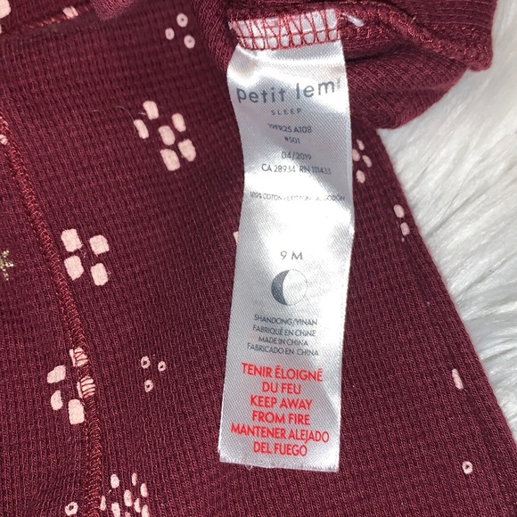 Petit Lem Thermal Printed 2 Piece Sleepwear Set Size 9M Burgundy/Pink - Picture 10 of 10